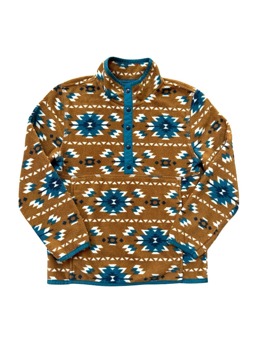 Wonder Nation Kids Aztec Print Fleece Pullover Mustard Teal White Size S 6-7